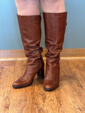 Balmain Brown Leather Heeled Boots